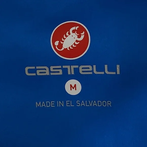 Castelli Free Jersey Cycling Mens Medium Blue White Full Zip Long Sleeve